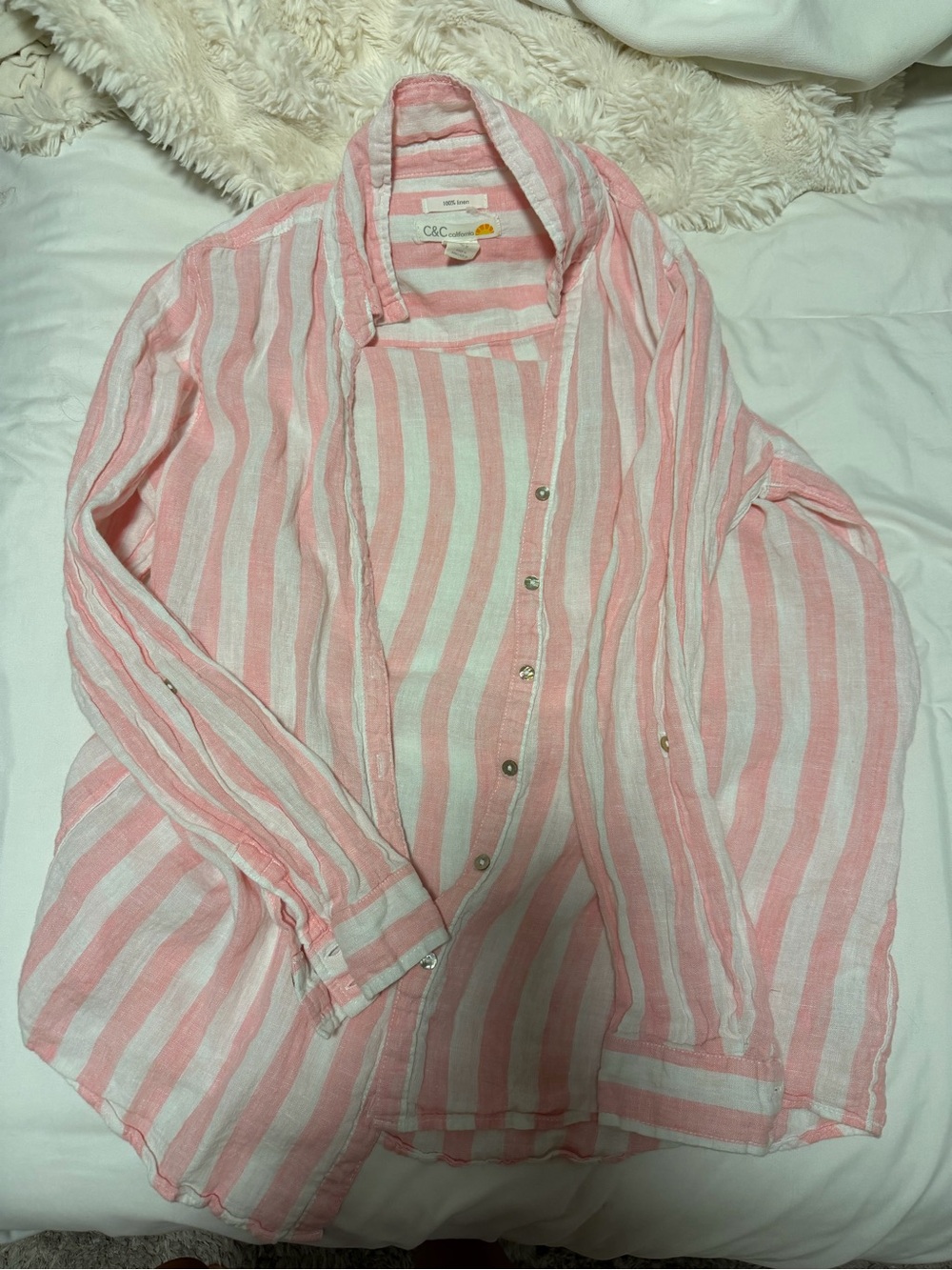 C&C California Pink & White Striped Button-Down Shirt